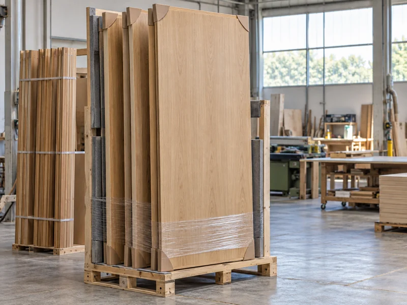 Puertas de interior de madera de fábrica preparadas para su entrega en Alicante