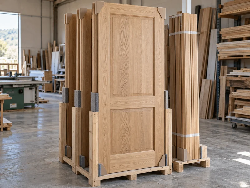 Puertas de interior de madera de fábrica preparadas para su entrega en Toledo